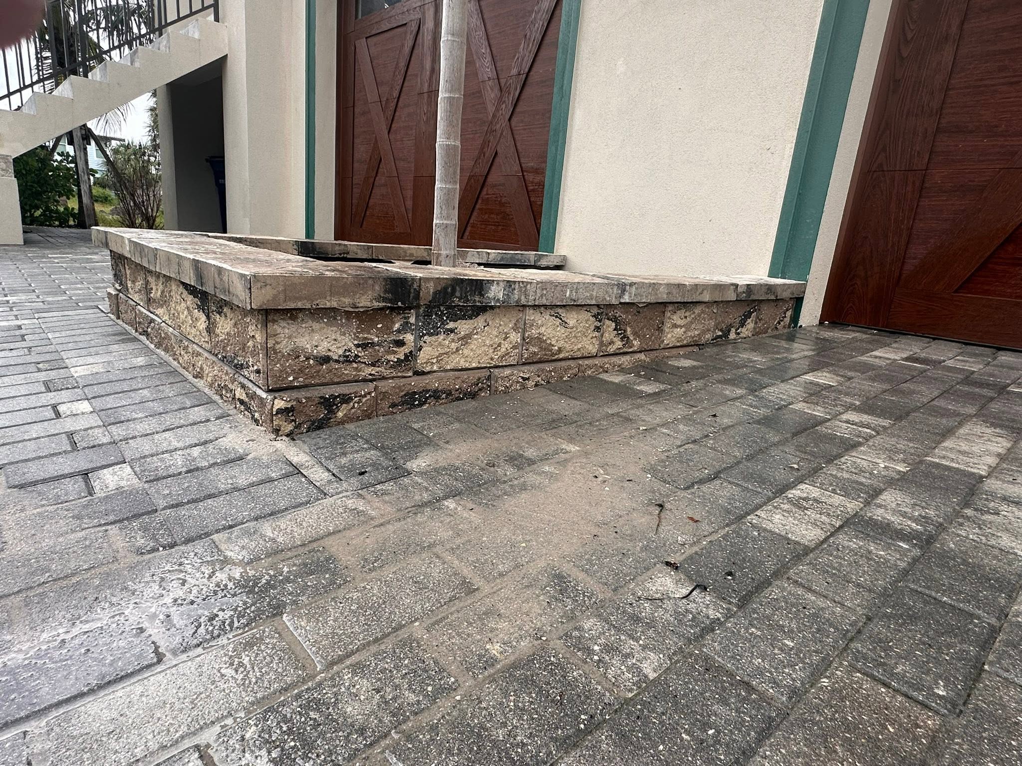 Retaining wall and planter installation